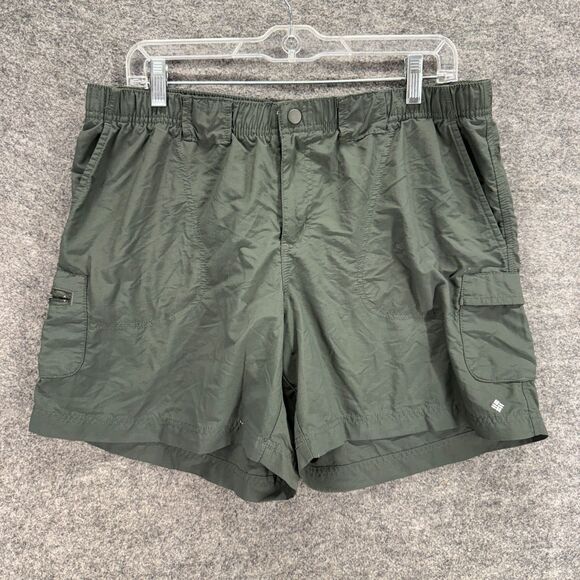 Columbia Cargo Shorts Women L Large Gray Mid Rise Elastic Waist Lined Pockets - Picture 1 of 6